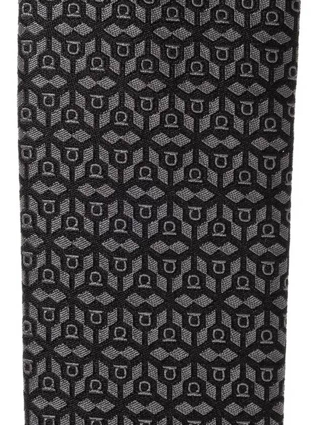 Silk Jacquard Tie Black - SALVATORE FERRAGAMO - BALAAN 5