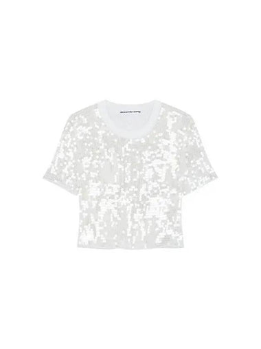 Ribbed sequin crop t shirt white 270805 - ALEXANDER WANG - BALAAN 1