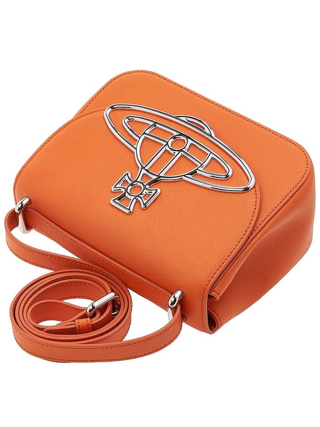 Linda Logo Plaque Saffiano Leather Cross Bag Orange - VIVIENNE WESTWOOD - BALAAN 5