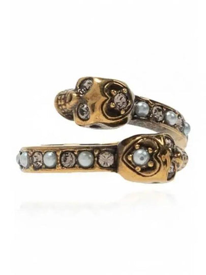 Women's Wrap Around Twin Crystal Skull Ring Gold - ALEXANDER MCQUEEN - BALAAN 2