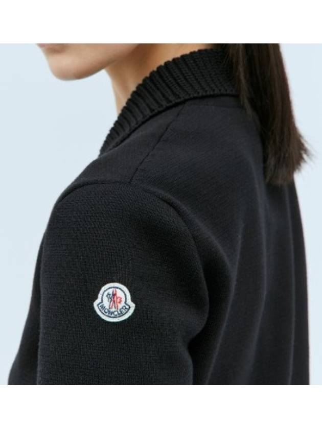 Wool Polo Shirt Black - MONCLER - BALAAN 3