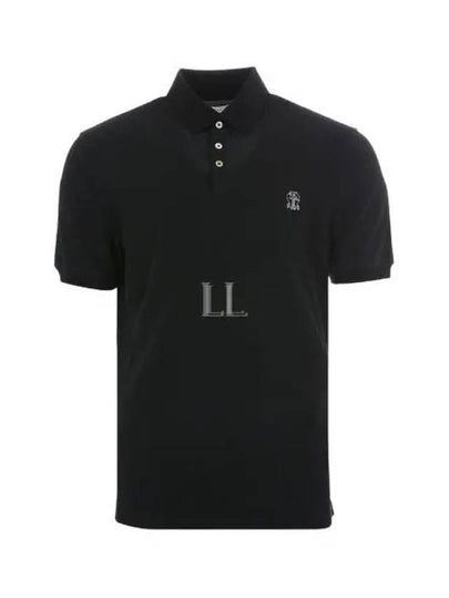 Printed Logo Cotton Polo Shirt Black - BRUNELLO CUCINELLI - BALAAN 2