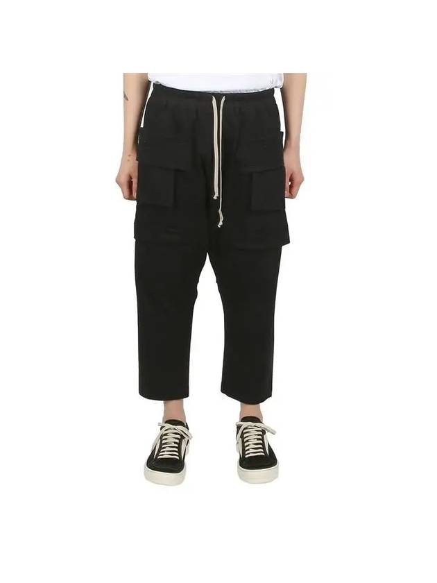 Drawstring Drop Crotch Cotton Straight Pants Black - RICK OWENS - BALAAN 2