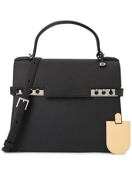 Tempete MM Crispy Calf Leather Tote Bag Black - DELVAUX - BALAAN 2