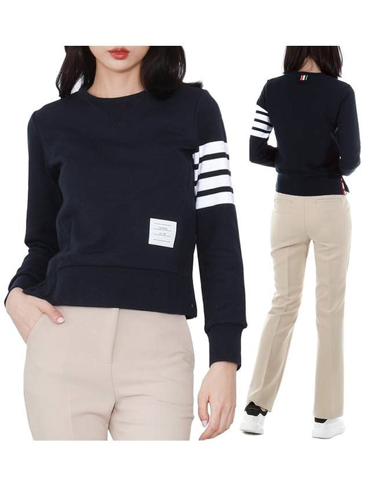 Engineered 4 Bar Stripe Loopback Jersey Knit Crewneck Sweatshirt Navy - THOM BROWNE - BALAAN 2