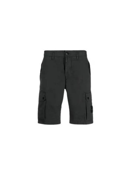 Men's Wappen Patch Cotton Cargo Shorts Charcoal - STONE ISLAND - BALAAN 2