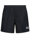 Logo Patch Flat Nylon Swim Shorts Black - CP COMPANY - BALAAN.