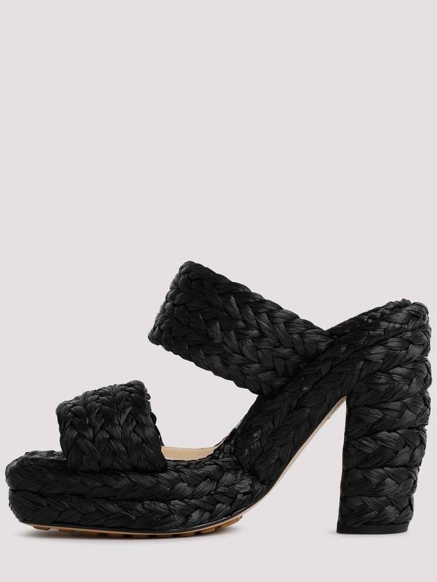 Trinity Weave Raffia Mule Heel Black - BOTTEGA VENETA - BALAAN 3