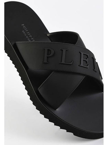 MSA0118 Logo Slippers Black PLE008N 0202 - PHILIPP PLEIN - BALAAN 1