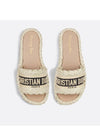 Women's Dway Embroidered Cotton Raffia Slippers Beige - DIOR - BALAAN 7