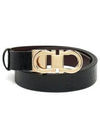 Reversible Gancini Leather Belt Black Dark Barolo - SALVATORE FERRAGAMO - BALAAN 2