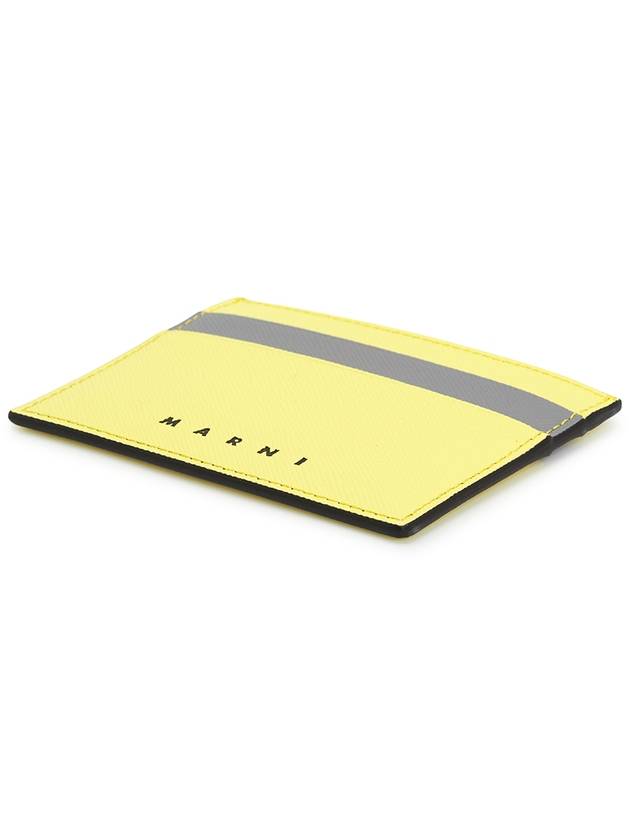 Bicolor Leather Card Wallet Yellow - MARNI - BALAAN 4