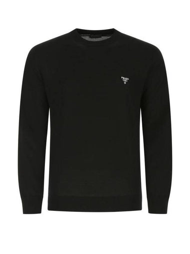 Superfine Crew neck Wool Knitted Sweater Black - PRADA - BALAAN 1