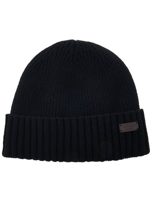 Cotton Logo Patch Beanie Black - BARBOUR - BALAAN.