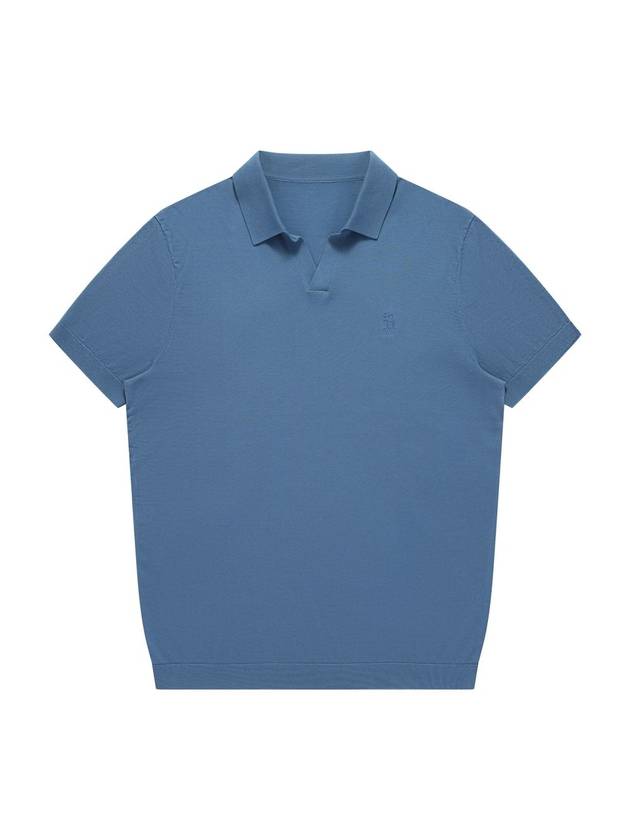 Men's Polo Open Collar Short Sleeve Knit Aquamarine - SOLEW - BALAAN 1