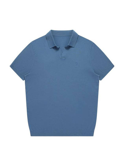 Polo Open Collar Short Sleeve Knit Top Aqua Marine - SOLEW - BALAAN 2