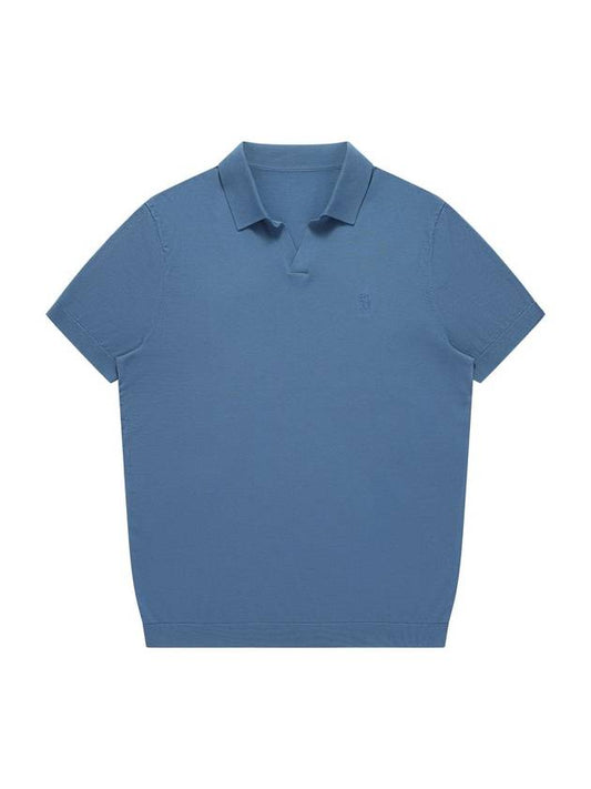 Men's Polo Open Collar Short Sleeve Knit Aquamarine - SOLEW - BALAAN 2