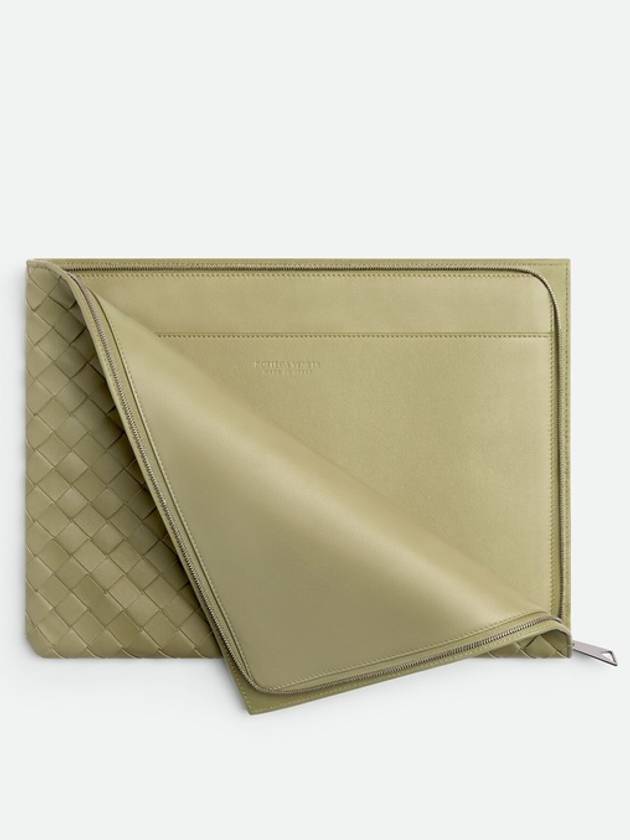 Intrecciato Half-Zip Clutch Bag Beige - BOTTEGA VENETA - BALAAN 6