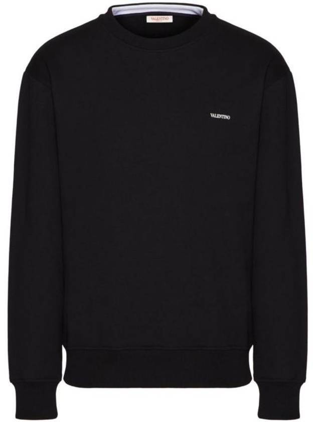 Print Cotton Crewneck Sweatshirt Black - VALENTINO - BALAAN 1