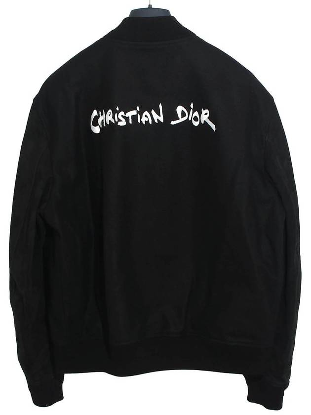 Tag Wool Blend Varsity Jacket Black - DIOR - BALAAN 4