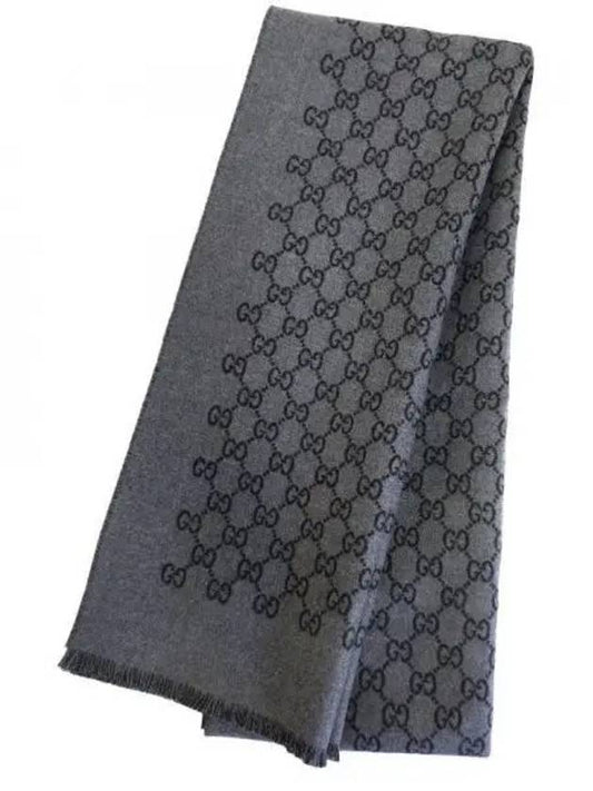 GG Jacquard Reversible Wool Muffler Grey Black - GUCCI - BALAAN 2
