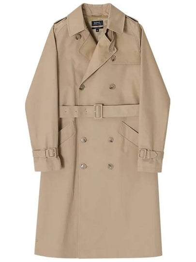 Greta Double Breasted Cotton Trench Coat Beige - A.P.C. - BALAAN 2