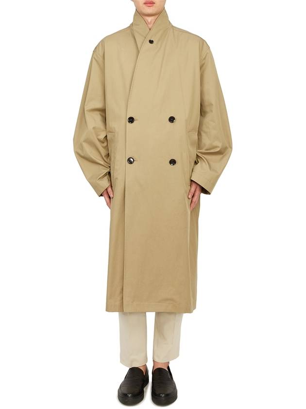 Double Breasted Wrap Collar Trench Coat Beige - LEMAIRE - BALAAN 3