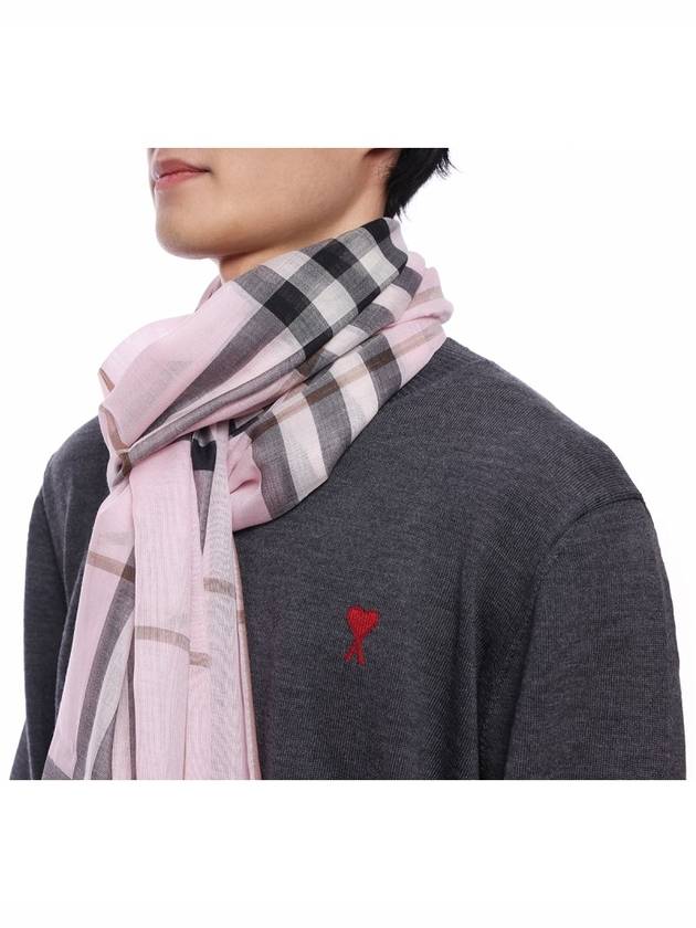 Check Wool Silk Blend Scarf Pink - BURBERRY - BALAAN 4