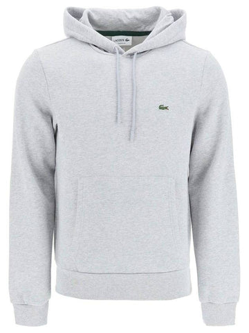 Logo Patch Organic Cotton Hoodie Grey - LACOSTE - BALAAN 1