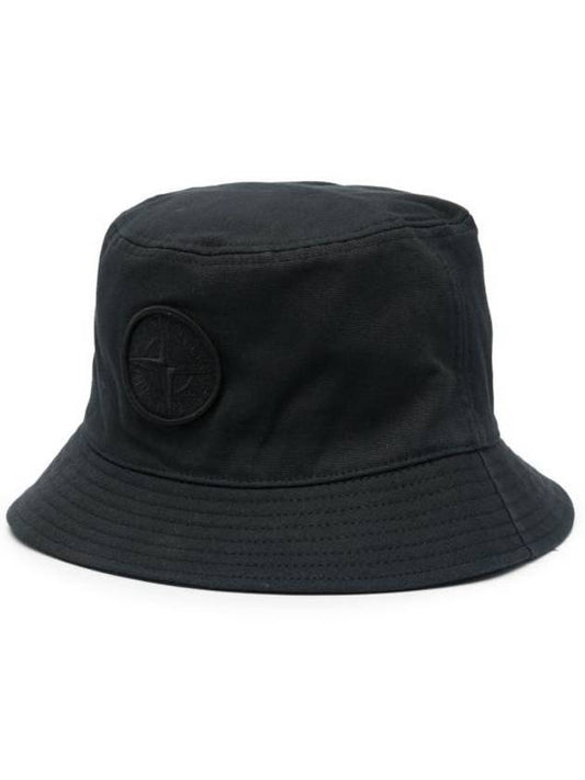 Embroidered Logo Cotton Bucket Hat Black - STONE ISLAND - BALAAN 1