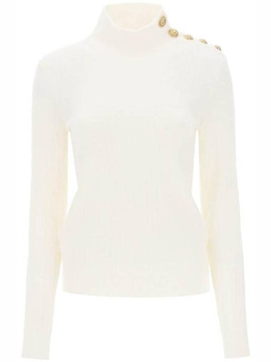 Iconic PB Monogram Jacquard Pattern Knit Top White - BALMAIN - BALAAN 1