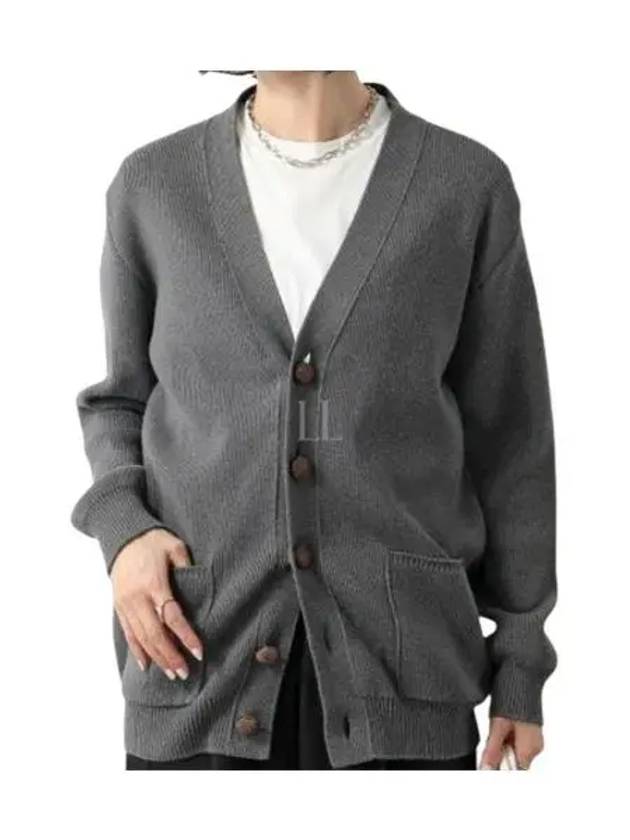 Women's Contrasting Logo Back Cardigan Dark Grey - GOLDEN GOOSE - BALAAN 2