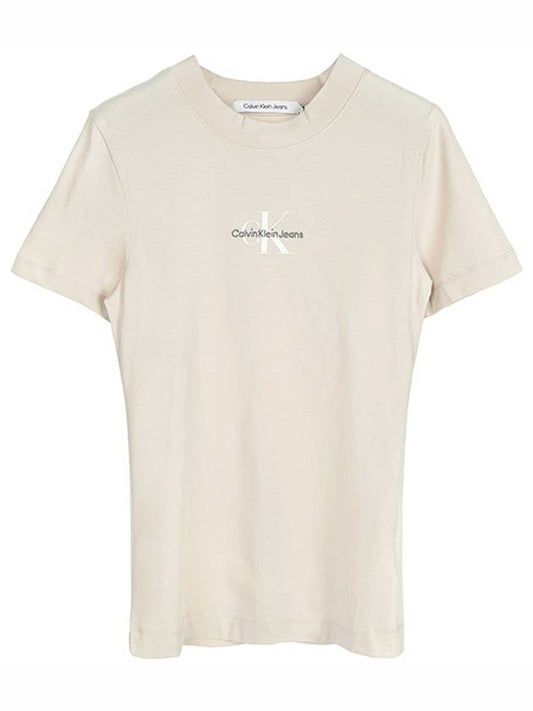 Eggshell monologo t shirt J20J221426 ACF - CALVIN KLEIN - BALAAN 1