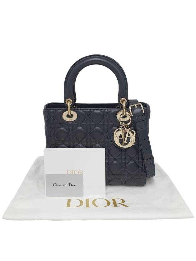 M0565ONGE M900 Black Cannage Lambskin Lady Medium Tote Bag Strap - DIOR - BALAAN 9