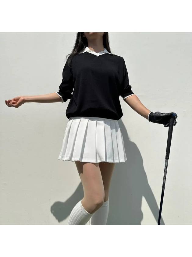 golf knit ebony collar 5-part short sleeve golf wear golf clothes - LOLOALLOY - BALAAN 3