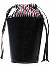 Pebble Grain Leather Mini Bucket Bag Black - THOM BROWNE - BALAAN 5