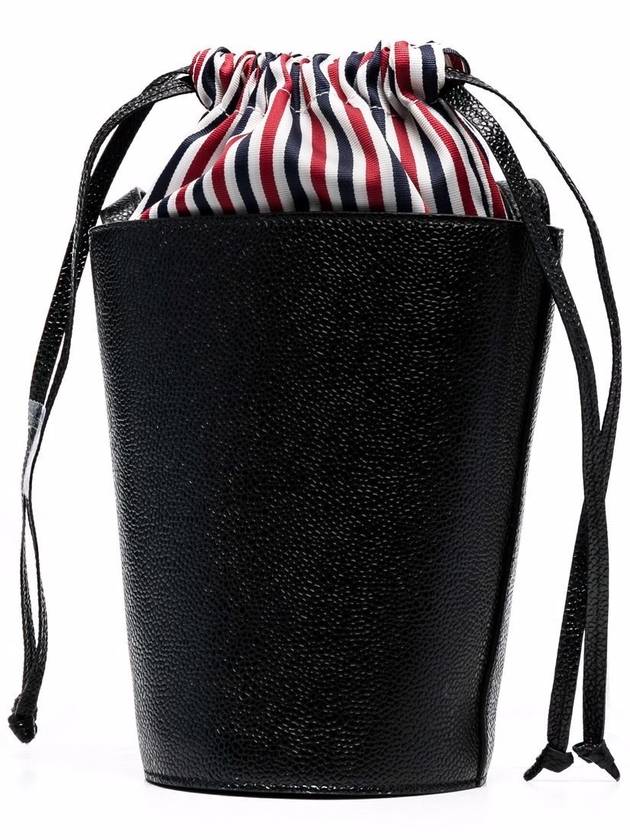 Pebble Grain Leather Mini Bucket Bag Black - THOM BROWNE - BALAAN 5