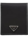 Triangle Logo Re nylon Half Wallet Black - PRADA - BALAAN 1