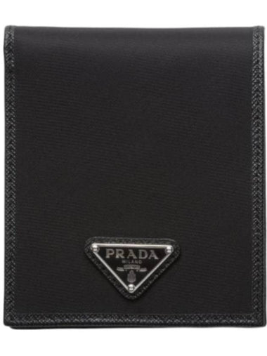 Triangle Logo Re-Nylon Half Wallet Black - PRADA - BALAAN 1