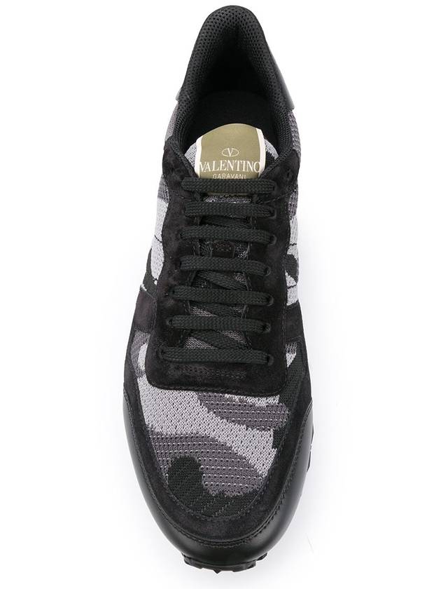 Rock Runner Camouflage Low Top Sneakers Black - VALENTINO - BALAAN.