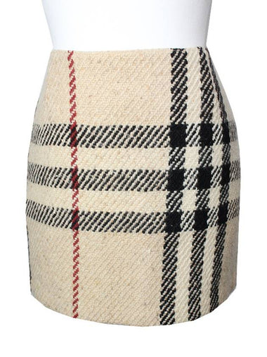 Beige pure wool check skirt 44 - BURBERRY - BALAAN 1