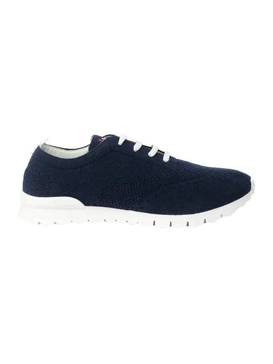 Logo Cashmere Low Top Sneakers Blue - KITON - BALAAN.