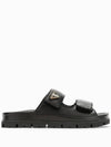 Triangular Logo Nappa Leather Slippers Black - PRADA - BALAAN 3