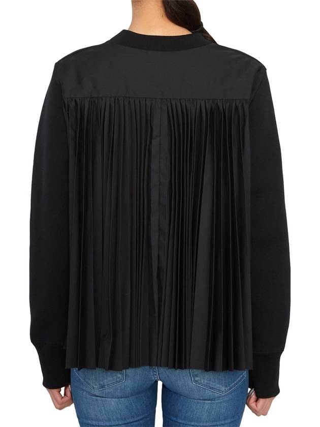 Crew Neck Pleated Hem Sweatshirt Black - SACAI - BALAAN 6