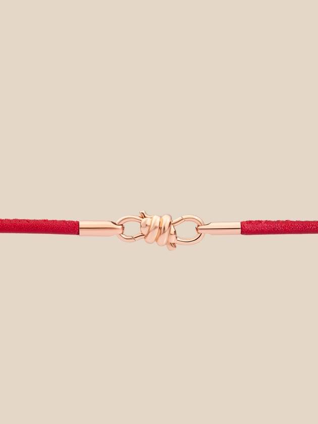 Bracciale nodo in oro rosa 9 kt con cinturino pelle bordeaux - DODO - BALAAN 2