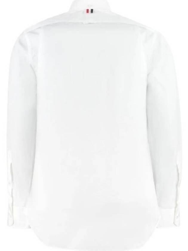 Men's Grosgrain Placket Solid Poplin Long Sleeve Shirt White - THOM BROWNE - BALAAN 3