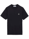 Logo Patch Short Sleeve T-Shirt Black - STONE ISLAND - BALAAN 3