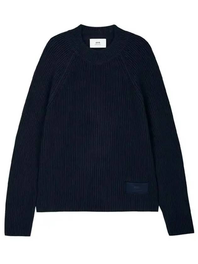 Logo Patch Basic Knit Top Navy - AMI - BALAAN 2