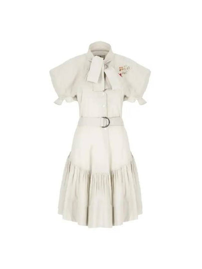 Women's Flower Embroidery Short Dress Beige - VIVIENNE WESTWOOD - BALAAN 2