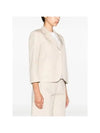 Round Collar Single Breasted Blazer Jacket Beige - THOM BROWNE - BALAAN 5